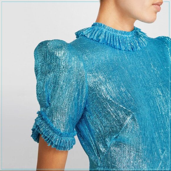 The Vampire’s Wife $4990 Sky Rocket Runway Gown in Metallic Sky Blue - Picture 9 of 16